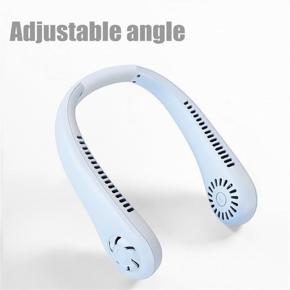 Portable Neck Fan USB Rechargeable Bladeless Fan Mini Electric Ventilator Silent Neckband Wearable Cooling for Sports Wearable Necklace Fan with 3 Speeds for Home Office Travel Outdoor Sports Stevvex