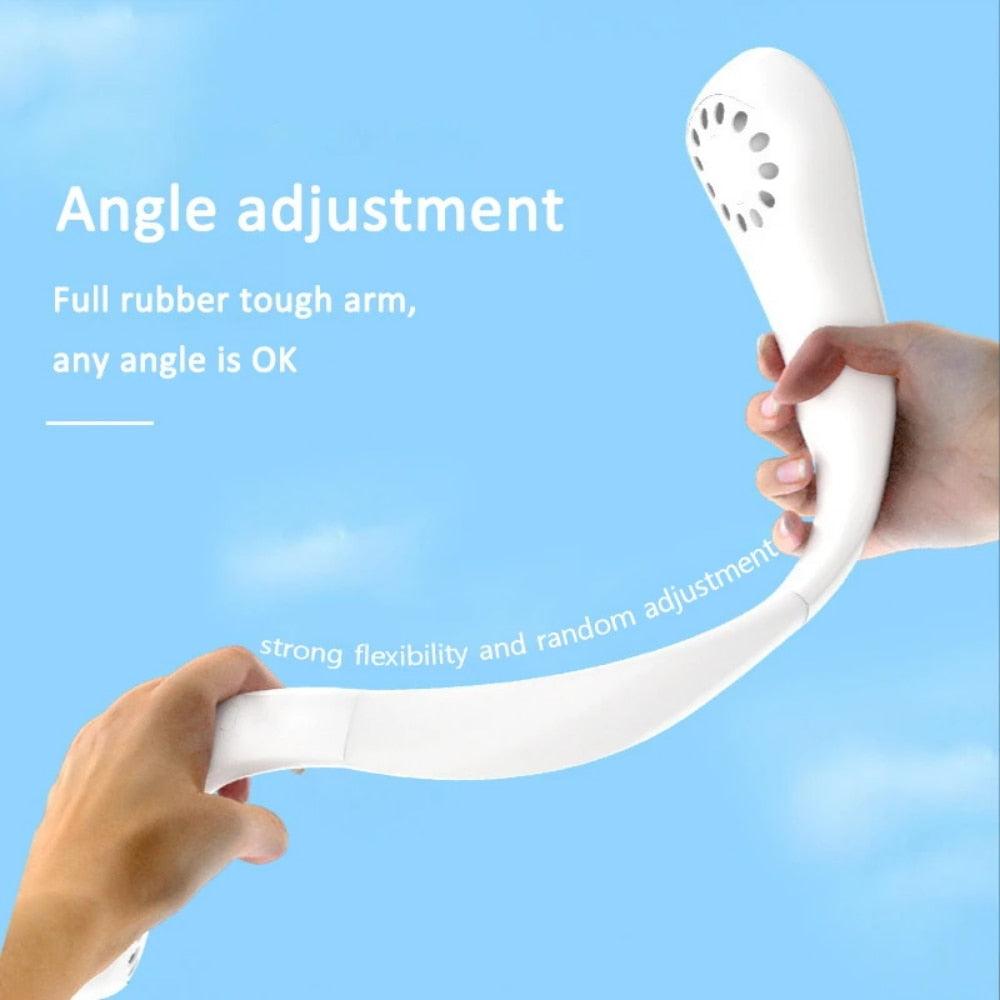 Portable Neck Fan USB Rechargeable Bladeless Fan Mini Electric Ventilator Silent Neckband Wearable Cooling for Sports Wearable Necklace Fan with 3 Speeds for Home Office Travel Outdoor Sports Stevvex