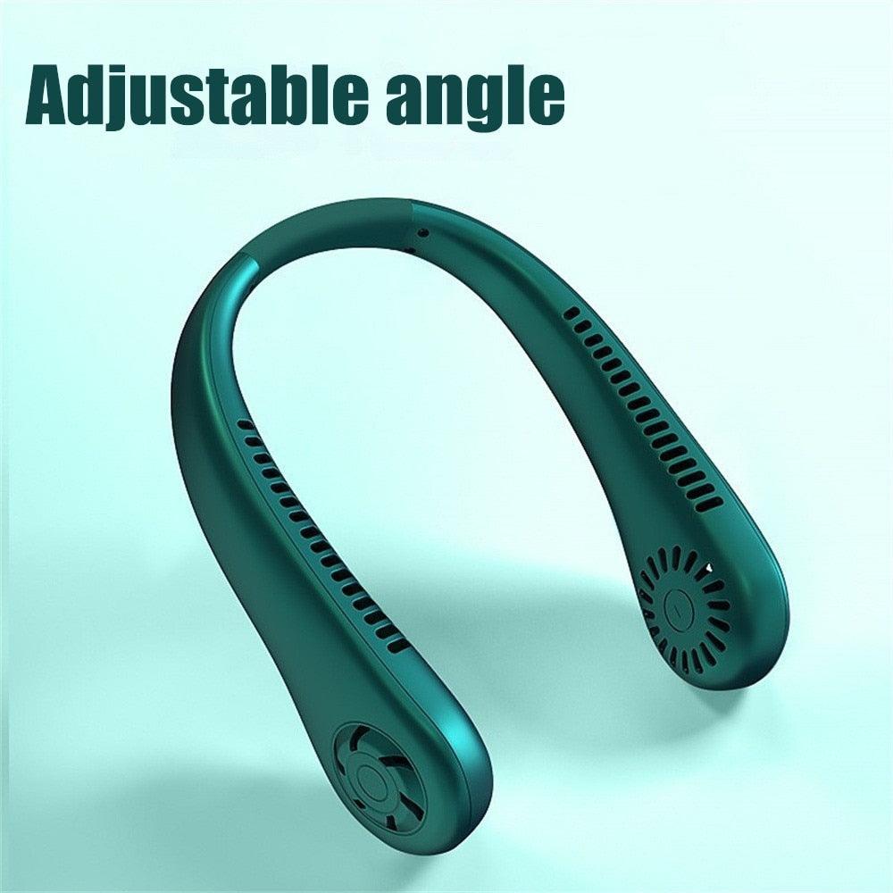 Portable Neck Fan USB Rechargeable Bladeless Fan Mini Electric Ventilator Silent Neckband Wearable Cooling for Sports Wearable Necklace Fan with 3 Speeds for Home Office Travel Outdoor Sports Stevvex