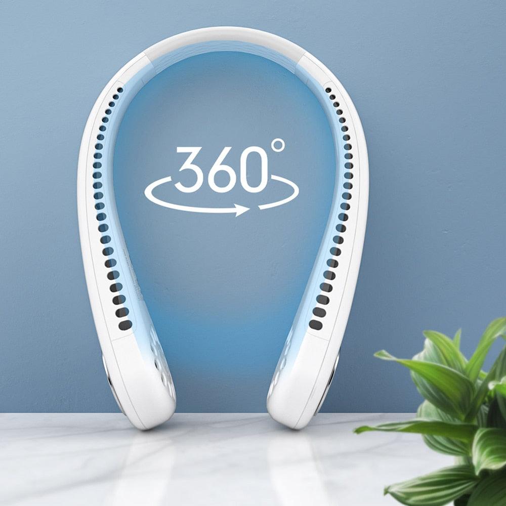 Portable Neck Fan USB Rechargeable Bladeless Mini Electric Fan Silent Neckband Wearable Cooling Fan for Sports Travel Portable Bladeless Rechargeable Electric Fan for Travel Stevvex
