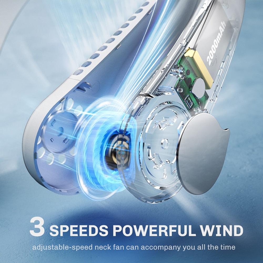 Portable Neck Fan USB Rechargeable Bladeless Mini Electric Fan Silent Neckband Wearable Cooling Fan for Sports Travel Portable Bladeless Rechargeable Electric Fan for Travel Stevvex
