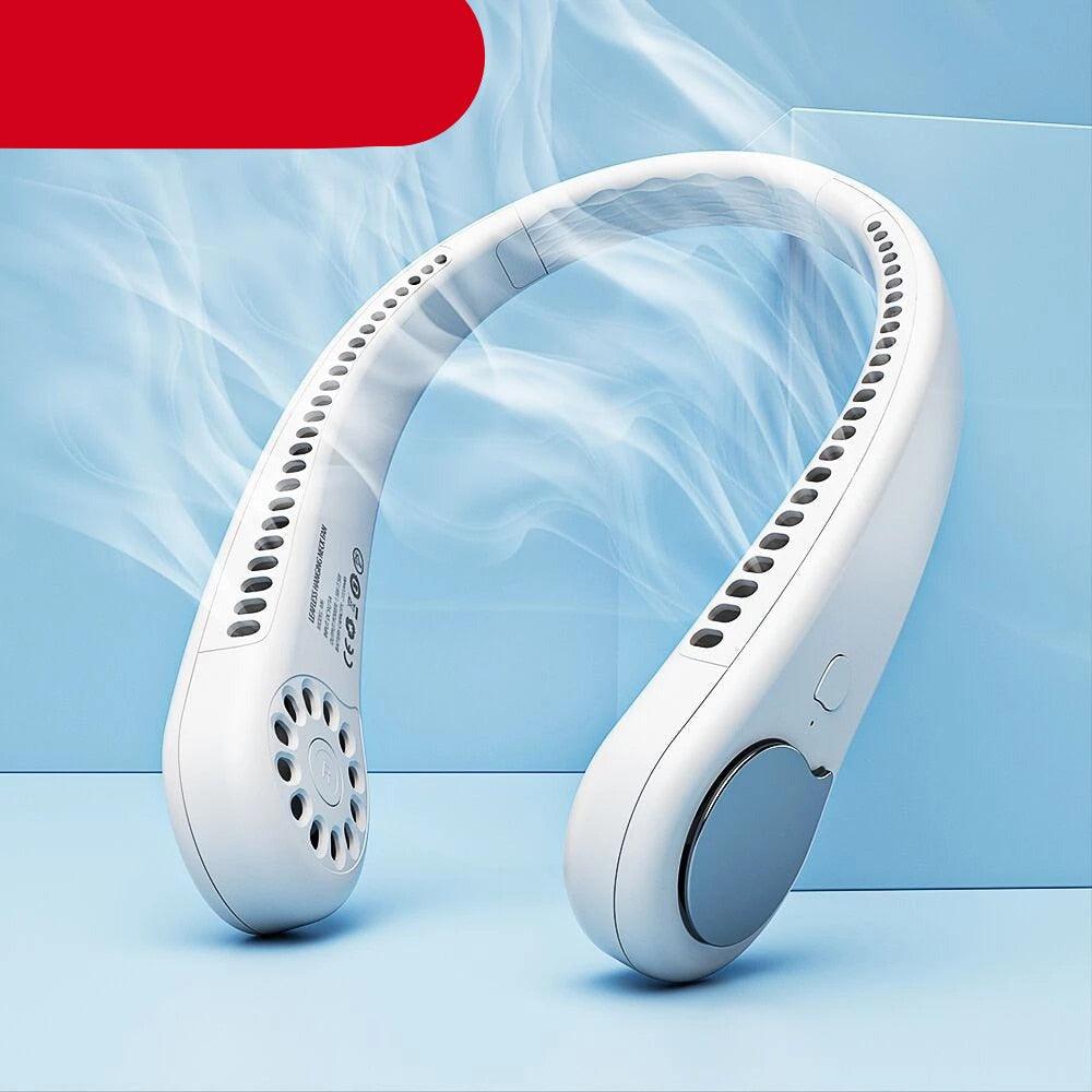 Portable Neck Fan USB Rechargeable Bladeless Mini Electric Fan Silent Neckband Wearable Cooling Fan for Sports Travel Portable Bladeless Rechargeable Electric Fan for Travel Stevvex