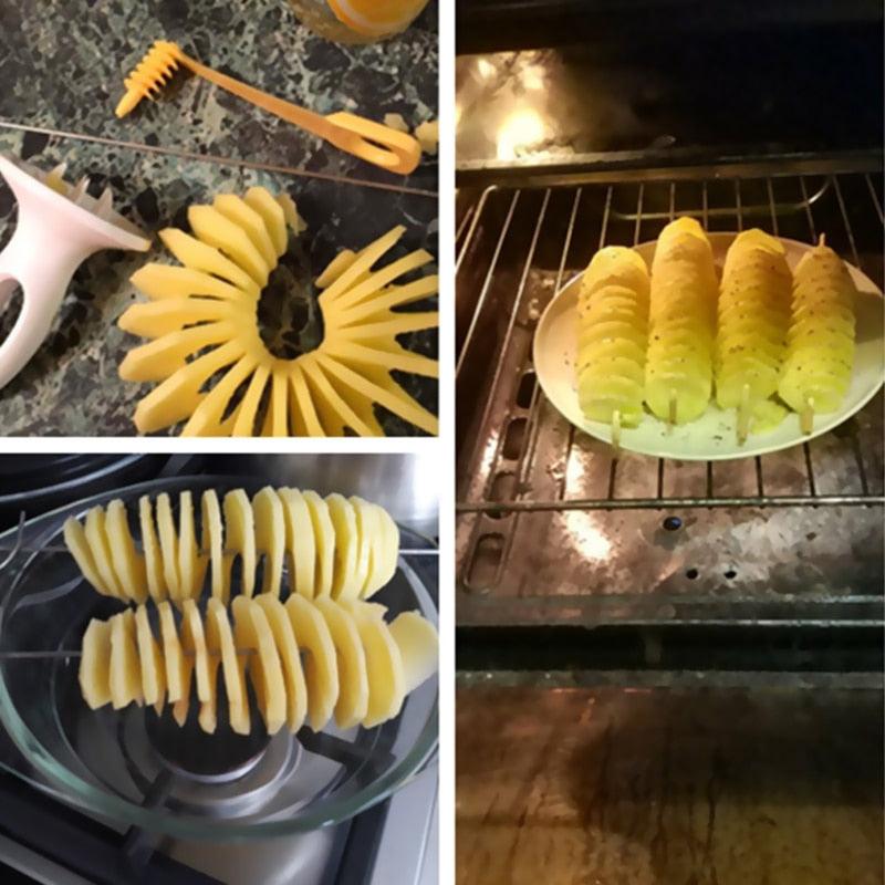 Portable Potato BBQ Skewers For Camping Chips Maker slicer Potato Spiral Cutter Barbecue Tools Kitchen Accessories Kitchen Gadget Potato Slicer Multi-Functional Hand Curler Cyclone Potato Slicer BBQ Skewer Stevvex