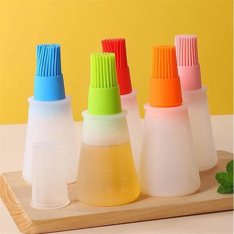 Portable Silicone Oil Bottle with Brush Oil Dispenser Liquid Oil Pastry Kitchen Baking BBQ Tool Kitchen Tools BBQ Baking Gadgets Silicon Oil Bottle Brush  Baking or Grilling Frying BBQ Stevvex