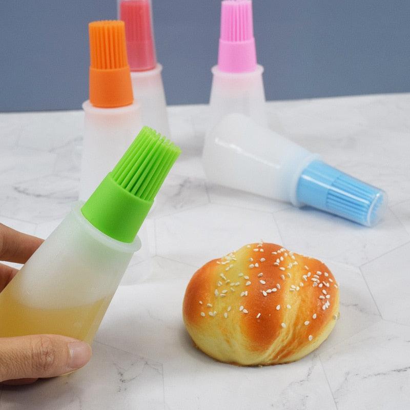 Portable Silicone Oil Bottle with Brush Oil Dispenser Liquid Oil Pastry Kitchen Baking BBQ Tool Kitchen Tools BBQ Baking Gadgets Silicon Oil Bottle Brush  Baking or Grilling Frying BBQ Stevvex
