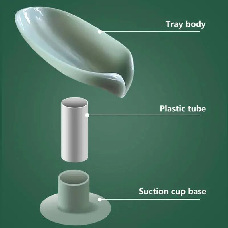 Portable Soap Dish Leaf Shape Soap Holder Leaf Shaped Soap Box Soap Dish For Bathroom Suction Cup Bathroom Storage For Soap Soap Dishes Sponge Container with Suction Cup Leaf Shape Self Draining for Bathroom Kitchen Sink Stevvex