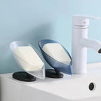 Portable Soap Dish Leaf Shape Soap Holder Leaf Shaped Soap Box Soap Dish For Bathroom Suction Cup Bathroom Storage For Soap Soap Dishes Sponge Container with Suction Cup Leaf Shape Self Draining for Bathroom Kitchen Sink Stevvex