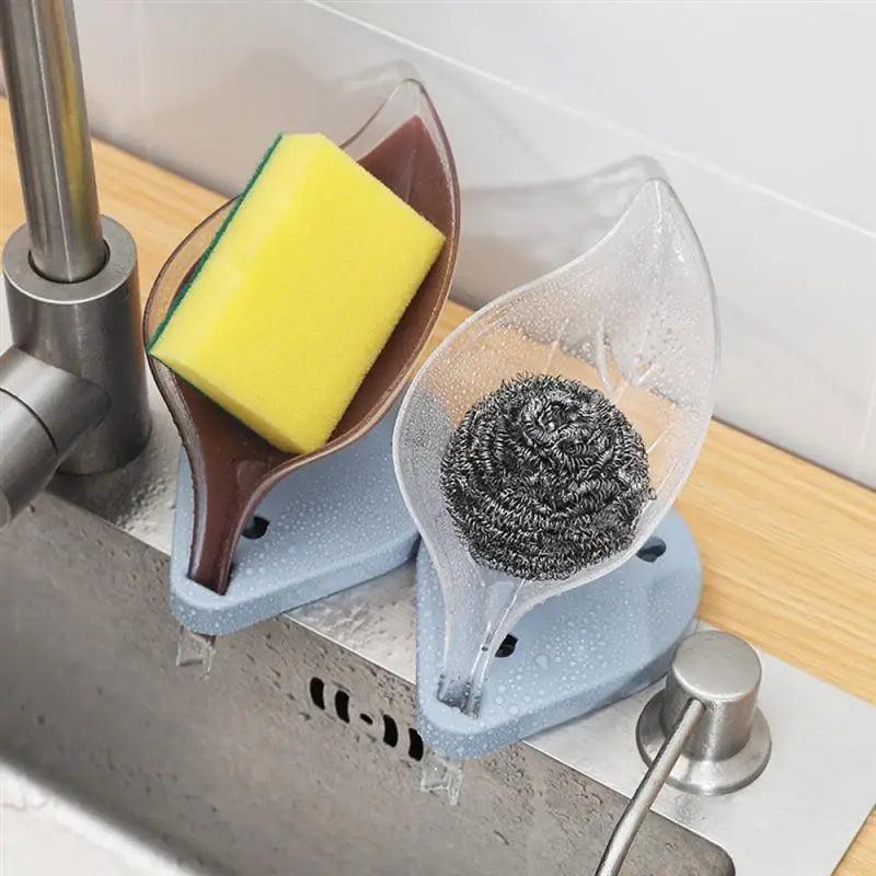 Portable Soap Dish Leaf Shape Soap Holder Leaf Shaped Soap Box Soap Dish For Bathroom Suction Cup Bathroom Storage For Soap Soap Dishes Sponge Container with Suction Cup Leaf Shape Self Draining for Bathroom Kitchen Sink Stevvex