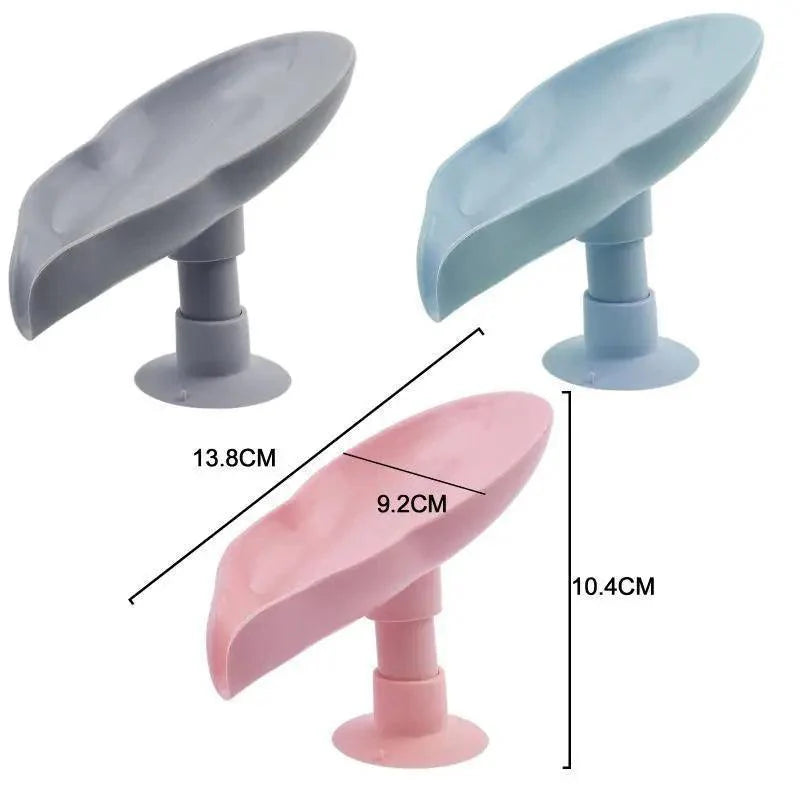 Portable Soap Dish Leaf Shape Soap Holder Leaf Shaped Soap Box Soap Dish For Bathroom Suction Cup Bathroom Storage For Soap Soap Dishes Sponge Container with Suction Cup Leaf Shape Self Draining for Bathroom Kitchen Sink Stevvex