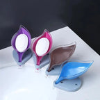 Portable Soap Dish Leaf Shape Soap Holder Leaf Shaped Soap Box Soap Dish For Bathroom Suction Cup Bathroom Storage For Soap Soap Dishes Sponge Container with Suction Cup Leaf Shape Self Draining for Bathroom Kitchen Sink Stevvex