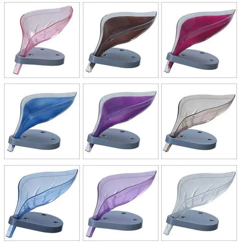 Portable Soap Dish Leaf Shape Soap Holder Leaf Shaped Soap Box Soap Dish For Bathroom Suction Cup Bathroom Storage For Soap Soap Dishes Sponge Container with Suction Cup Leaf Shape Self Draining for Bathroom Kitchen Sink Stevvex