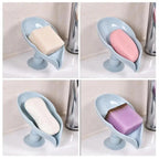 Portable Soap Dish Leaf Shape Soap Holder Leaf Shaped Soap Box Soap Dish For Bathroom Suction Cup Bathroom Storage For Soap Soap Dishes Sponge Container with Suction Cup Leaf Shape Self Draining for Bathroom Kitchen Sink Stevvex