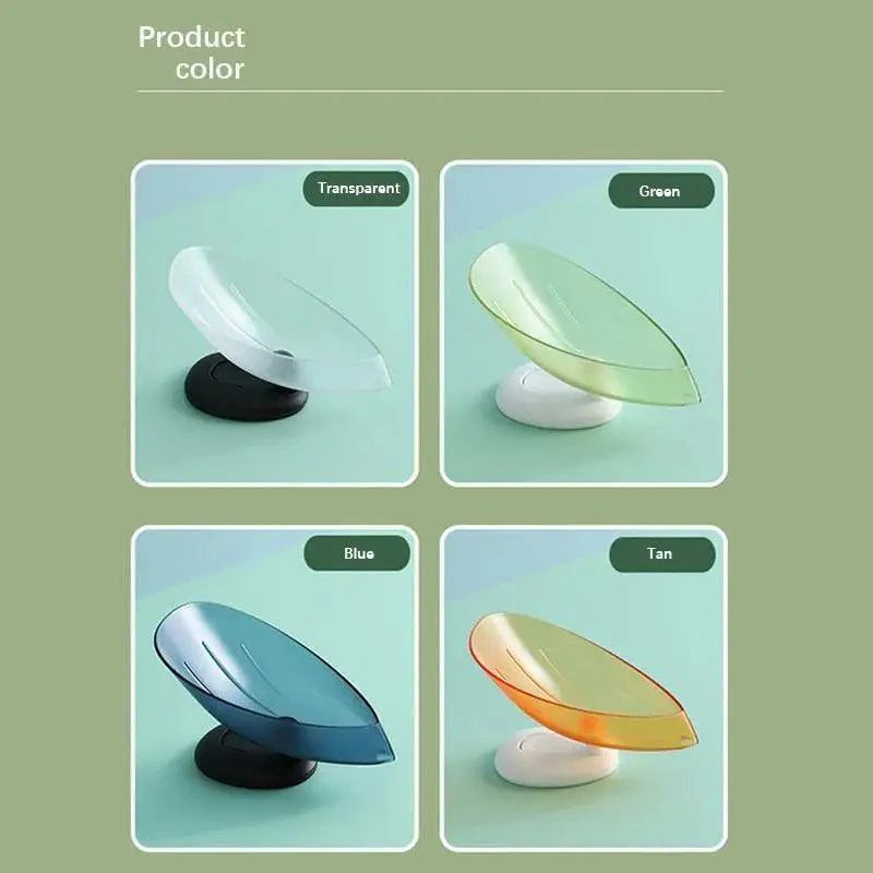 Portable Soap Dish Leaf Shape Soap Holder Leaf Shaped Soap Box Soap Dish For Bathroom Suction Cup Bathroom Storage For Soap Soap Dishes Sponge Container with Suction Cup Leaf Shape Self Draining for Bathroom Kitchen Sink Stevvex