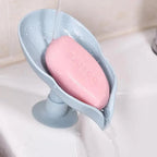 Portable Soap Dish Leaf Shape Soap Holder Leaf Shaped Soap Box Soap Dish For Bathroom Suction Cup Bathroom Storage For Soap Soap Dishes Sponge Container with Suction Cup Leaf Shape Self Draining for Bathroom Kitchen Sink Stevvex