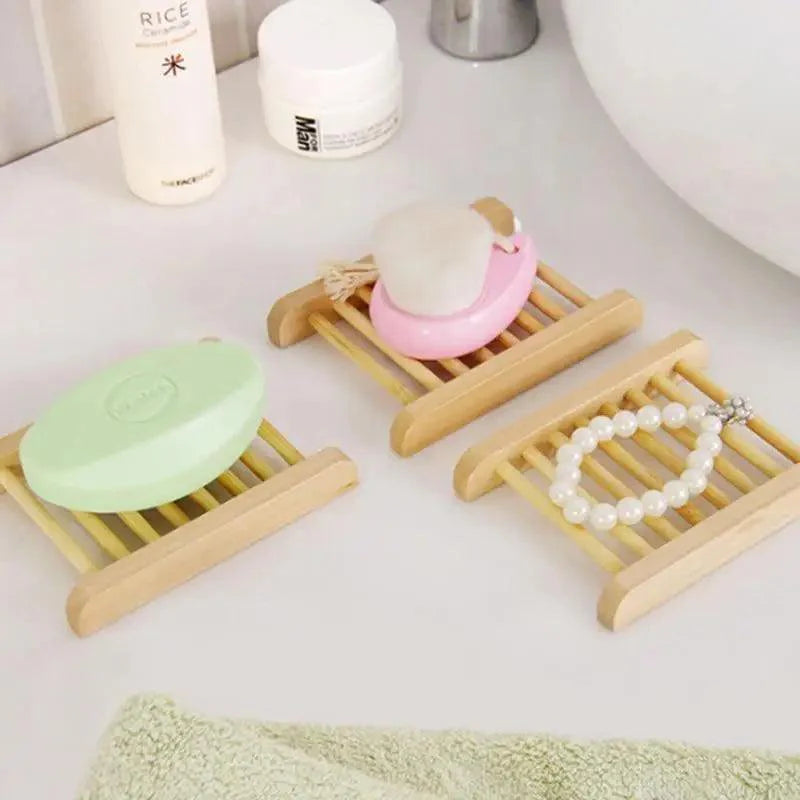 Portable Soap Dishes Natural Wood Soap Tray Holder Dish Storage Bath Shower Plate Home Bathroom Wash Soap Holder Home Bamboo Wood Soap Holder Bathroom Wooden Soap Case Hand Craft Bathtub Shower Dish Accessories Stevvex