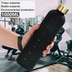 Portable Space Cup Sports Water Bottle Fruit Lemon Juice Drinking Bottle Outdoor travel camping plastic cup beverage utensils Motivational Water Bottle with Time Marker to Drink Reusable Plastic Bottle with BPA Free for Gym and Sports Stevvex