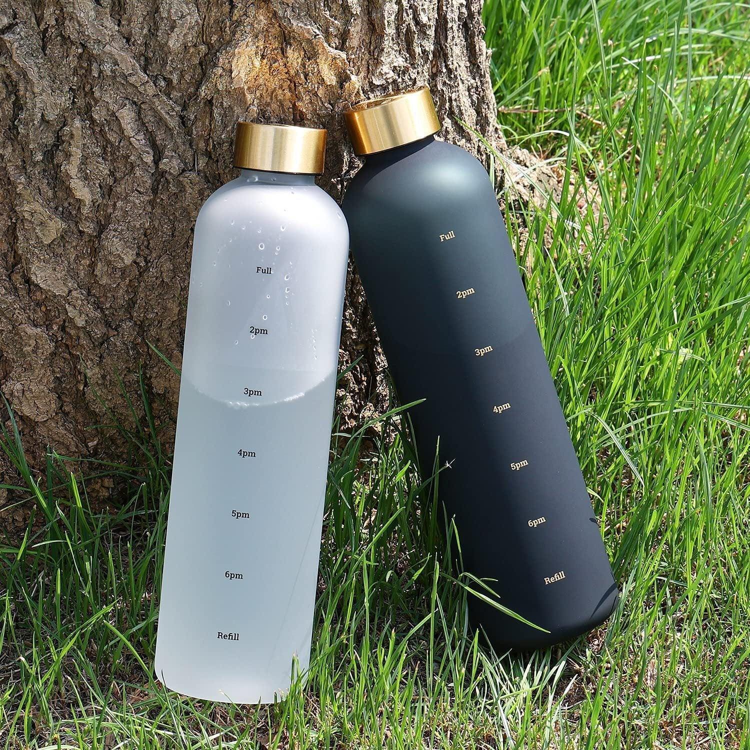 Portable Space Cup Sports Water Bottle Fruit Lemon Juice Drinking Bottle Outdoor travel camping plastic cup beverage utensils Motivational Water Bottle with Time Marker to Drink Reusable Plastic Bottle with BPA Free for Gym and Sports Stevvex