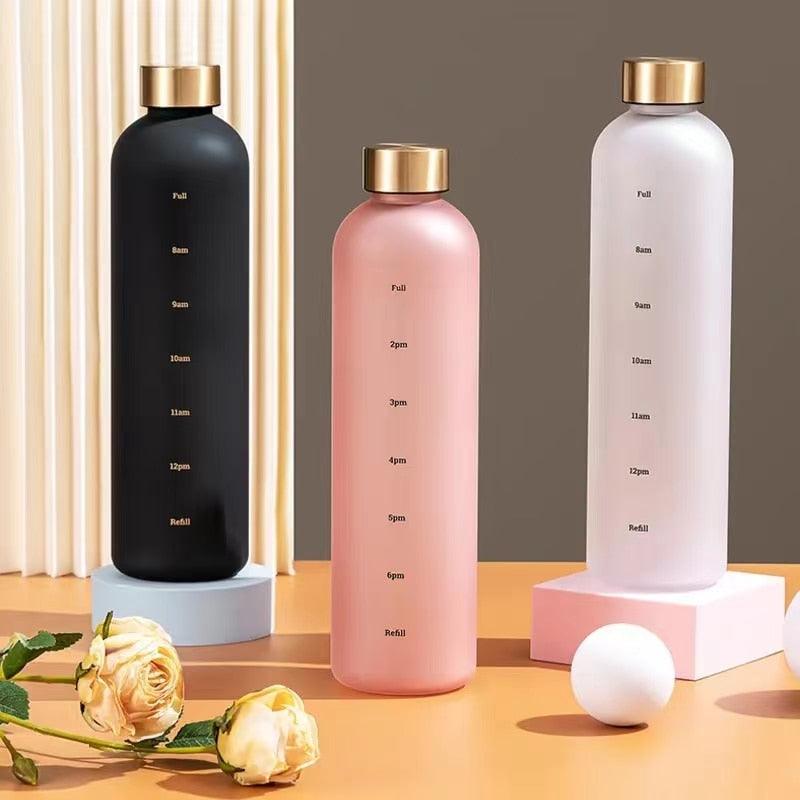 Portable Space Cup Sports Water Bottle Fruit Lemon Juice Drinking Bottle Outdoor travel camping plastic cup beverage utensils Motivational Water Bottle with Time Marker to Drink Reusable Plastic Bottle with BPA Free for Gym and Sports Stevvex