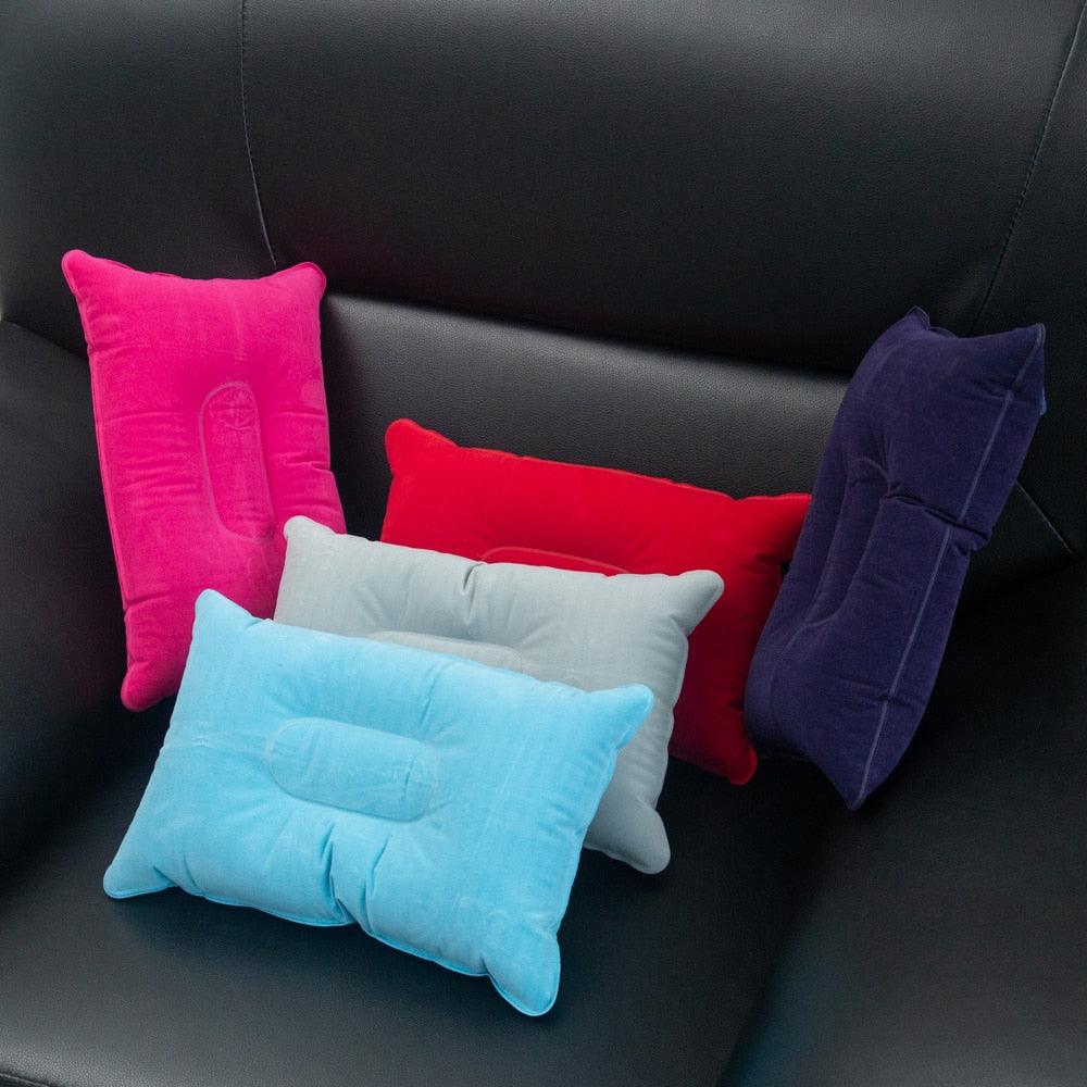 Portable Ultralight Inflatable Pillow PVC Nylon Air Pillow Sleep Cushion Travel Bedroom Hiking Beach Car Plane Head Rest Support Convenient Ultralight Inflatable Air Pillow Sleep Cushion Travel Bedroom Hiking Beach Car Plane Stevvex
