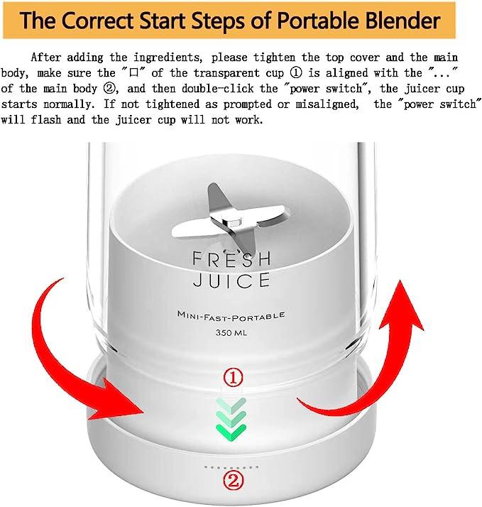 Portable White Blender Powered Blender Electric Juicer Mini Blender Multifunction Juice Maker Machine Blender Smoothies Juice Mixer Stevvex