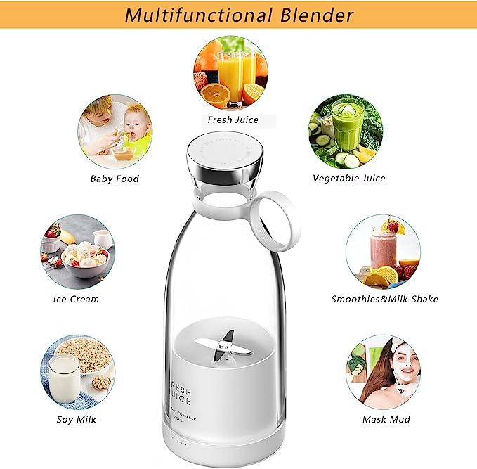 Portable White Blender Powered Blender Electric Juicer Mini Blender Multifunction Juice Maker Machine Blender Smoothies Juice Mixer Stevvex