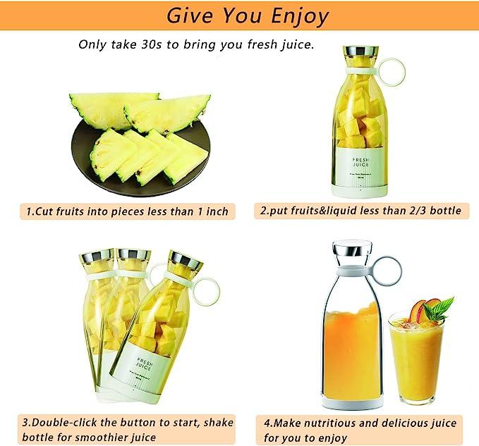 Portable White Blender Powered Blender Electric Juicer Mini Blender Multifunction Juice Maker Machine Blender Smoothies Juice Mixer Stevvex