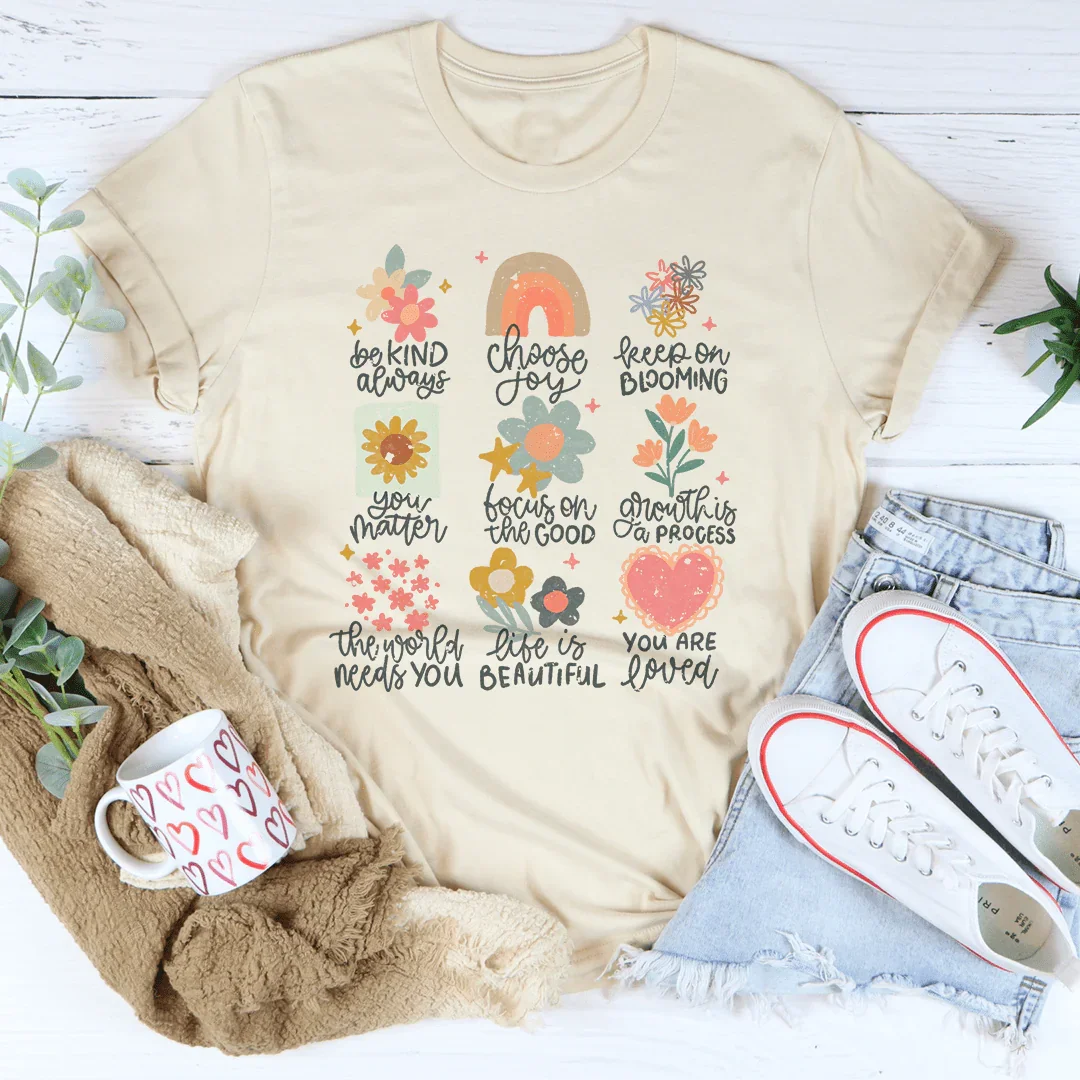 Positive Doodles Distressed Effect Tee Peachy Sunday