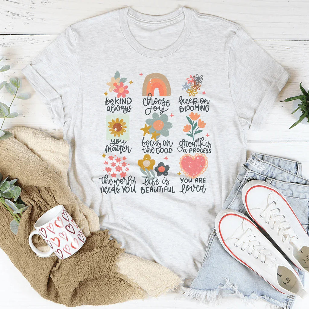 Positive Doodles Distressed Effect Tee Peachy Sunday