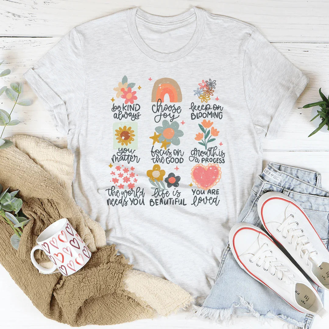 Positive Doodles Distressed Effect Tee Peachy Sunday
