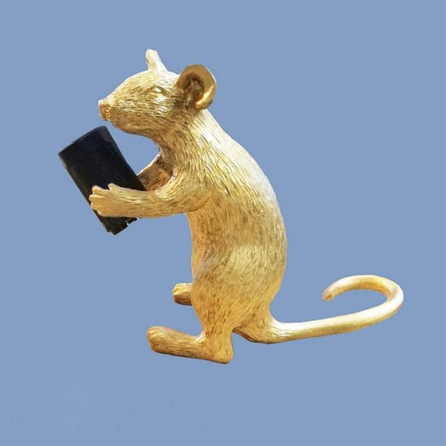 Postmodern Resin Animal Rat Mouse Table Lamp Small Mini Mouse Cute LED Night Lights Home Décor Desk Lights Bedside Lamp Decorative Table Lamp Cute Study Lamps for Bedroom Décor Stevvex