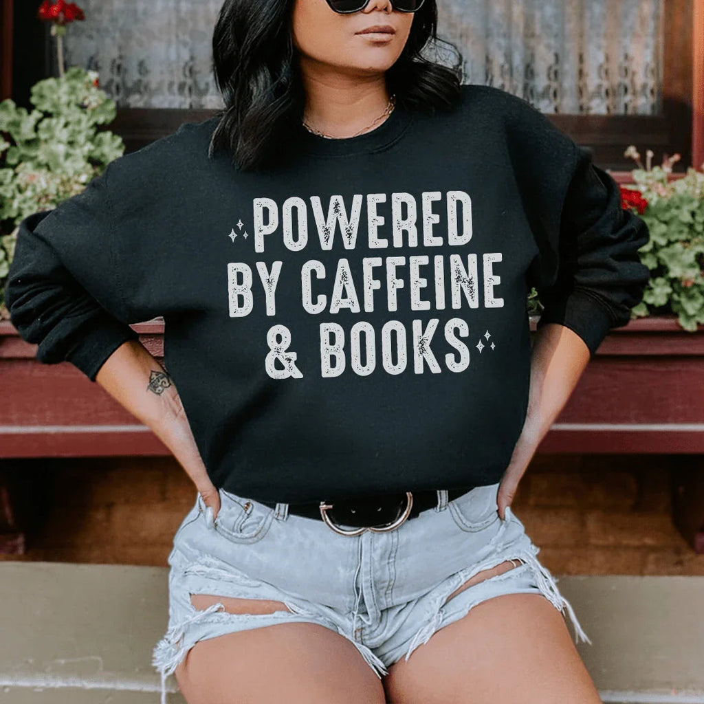 Powered By Caffeine & Books Sweatshirt Peachy Sunday