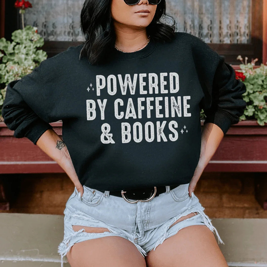 Powered By Caffeine & Books Sweatshirt Peachy Sunday