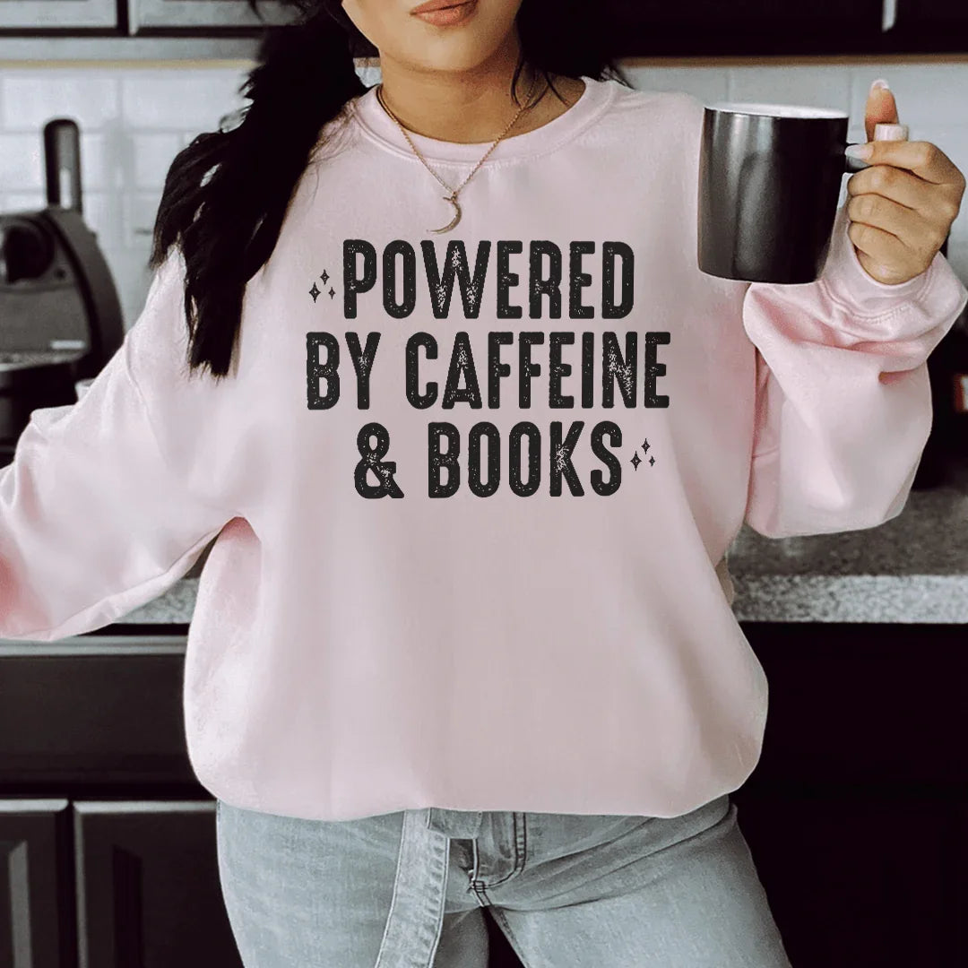 Powered By Caffeine & Books Sweatshirt Peachy Sunday