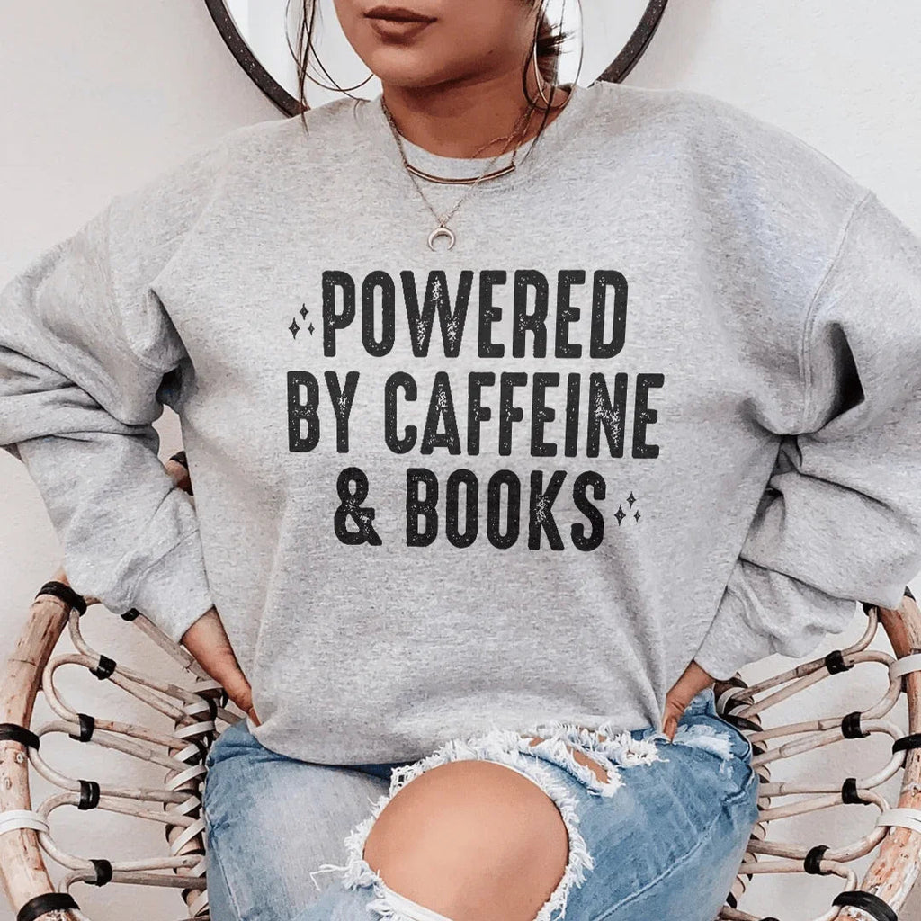Powered By Caffeine & Books Sweatshirt Peachy Sunday