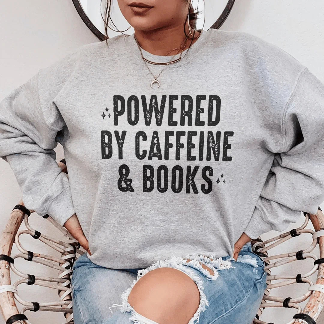 Powered By Caffeine & Books Sweatshirt Peachy Sunday