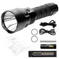 Powerful Flashlight Rechargeable Waterproof Searchlight Powerful Long Beam Distance LED Super Bright Flashlight Cree Torch with  Ramping Indicator USB Charger Super Bright Torch Best For Hiking Hunting Camping Outdoor Sport Stevvex
