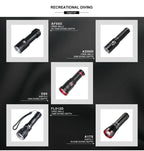 Powerful LED Rechargeable Dive Flashlight Cree Diving Flashlight Underwater Waterproof  High Lumen LED Scuba Diving  Torch Flashlight For Scuba Diving Underwater Torch Stevvex