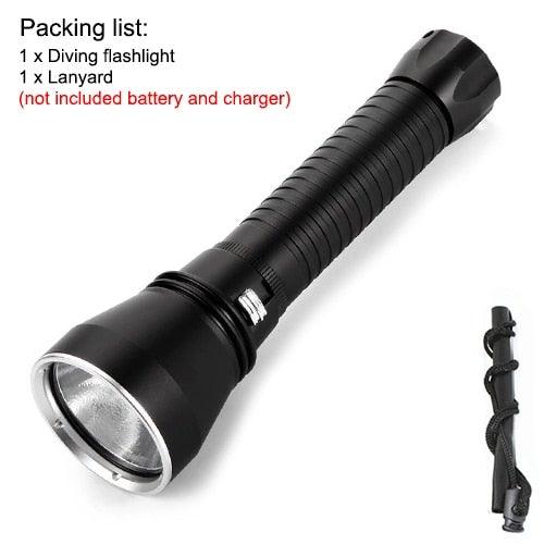 Powerful LED Rechargeable Dive Flashlight Cree Diving Flashlight Underwater Waterproof  High Lumen LED Scuba Diving  Torch Flashlight For Scuba Diving Underwater Torch Stevvex