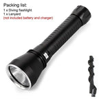 Powerful LED Rechargeable Dive Flashlight Cree Diving Flashlight Underwater Waterproof  High Lumen LED Scuba Diving  Torch Flashlight For Scuba Diving Underwater Torch Stevvex