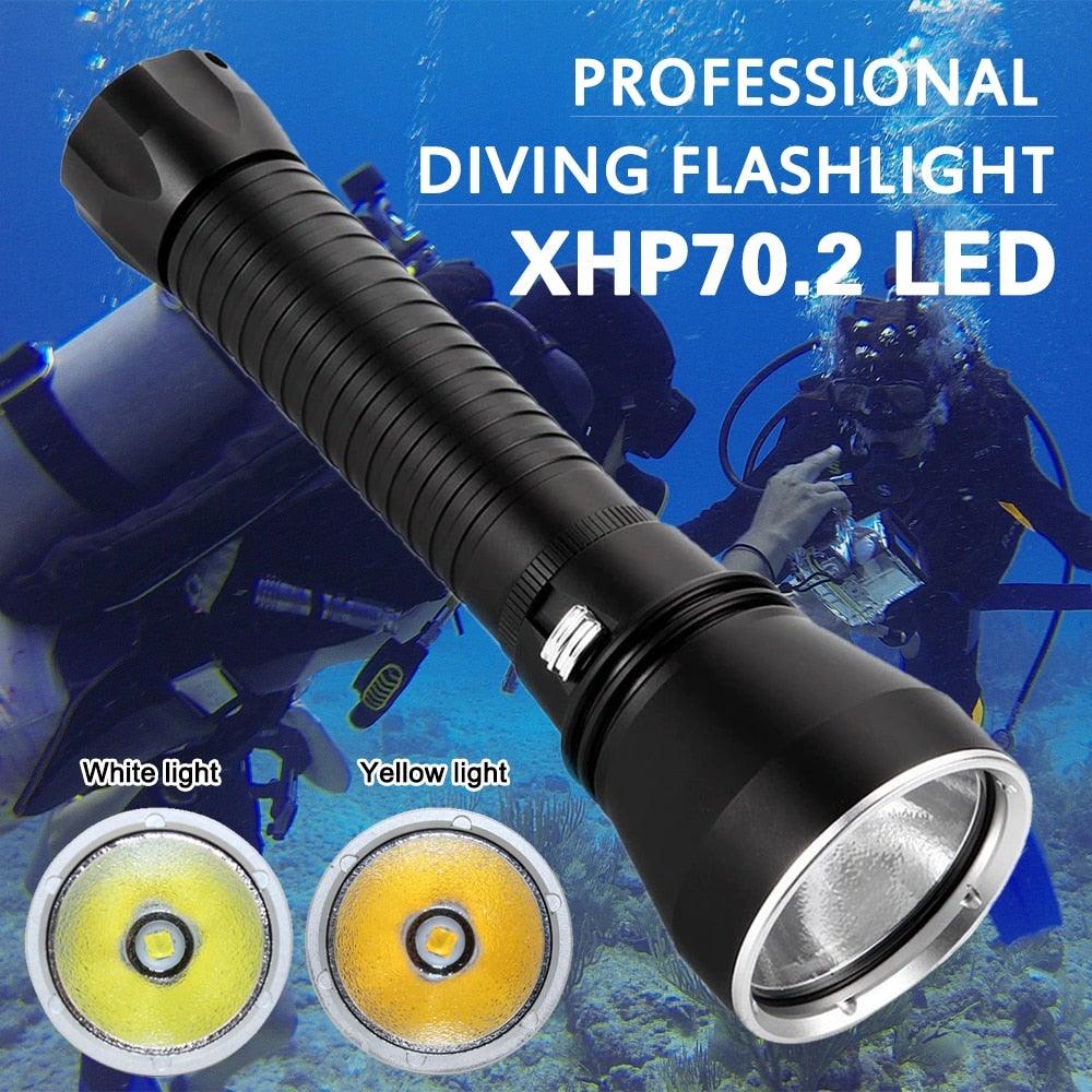 Powerful LED Rechargeable Dive Flashlight Cree Diving Flashlight Underwater Waterproof  High Lumen LED Scuba Diving  Torch Flashlight For Scuba Diving Underwater Torch Stevvex