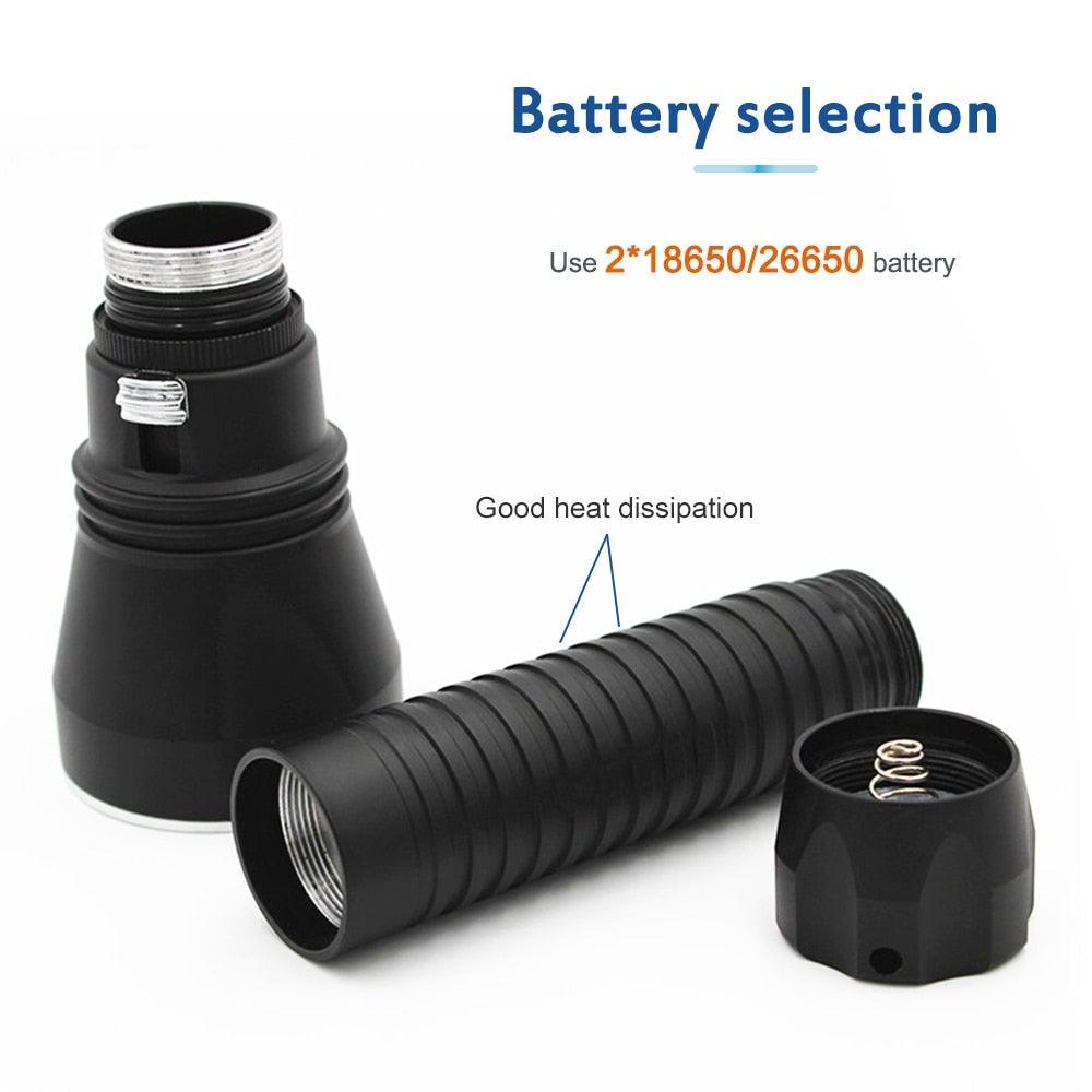 Powerful LED Rechargeable Dive Flashlight Cree Diving Flashlight Underwater Waterproof  High Lumen LED Scuba Diving  Torch Flashlight For Scuba Diving Underwater Torch Stevvex