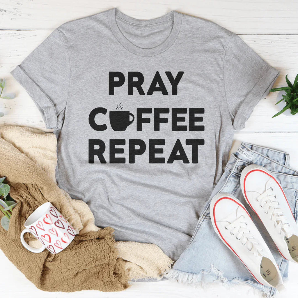 Pray Coffee Repeat Tee - SJB-DIAMOND ELITES