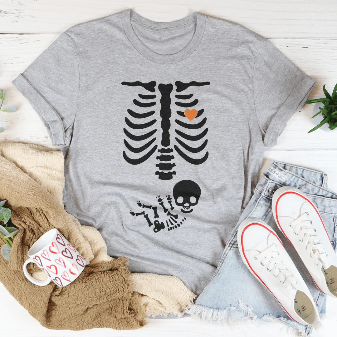 Pregnant Skeleton Baby Boy Tee Peachy Sunday