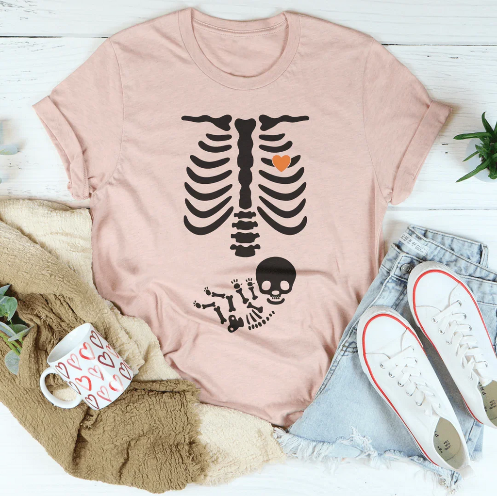 Pregnant Skeleton Baby Boy Tee Peachy Sunday