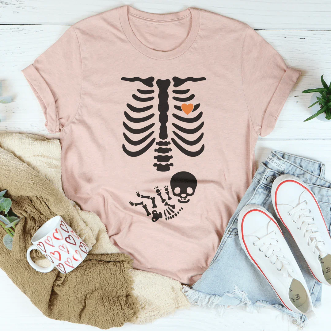 Pregnant Skeleton Baby Boy Tee Peachy Sunday