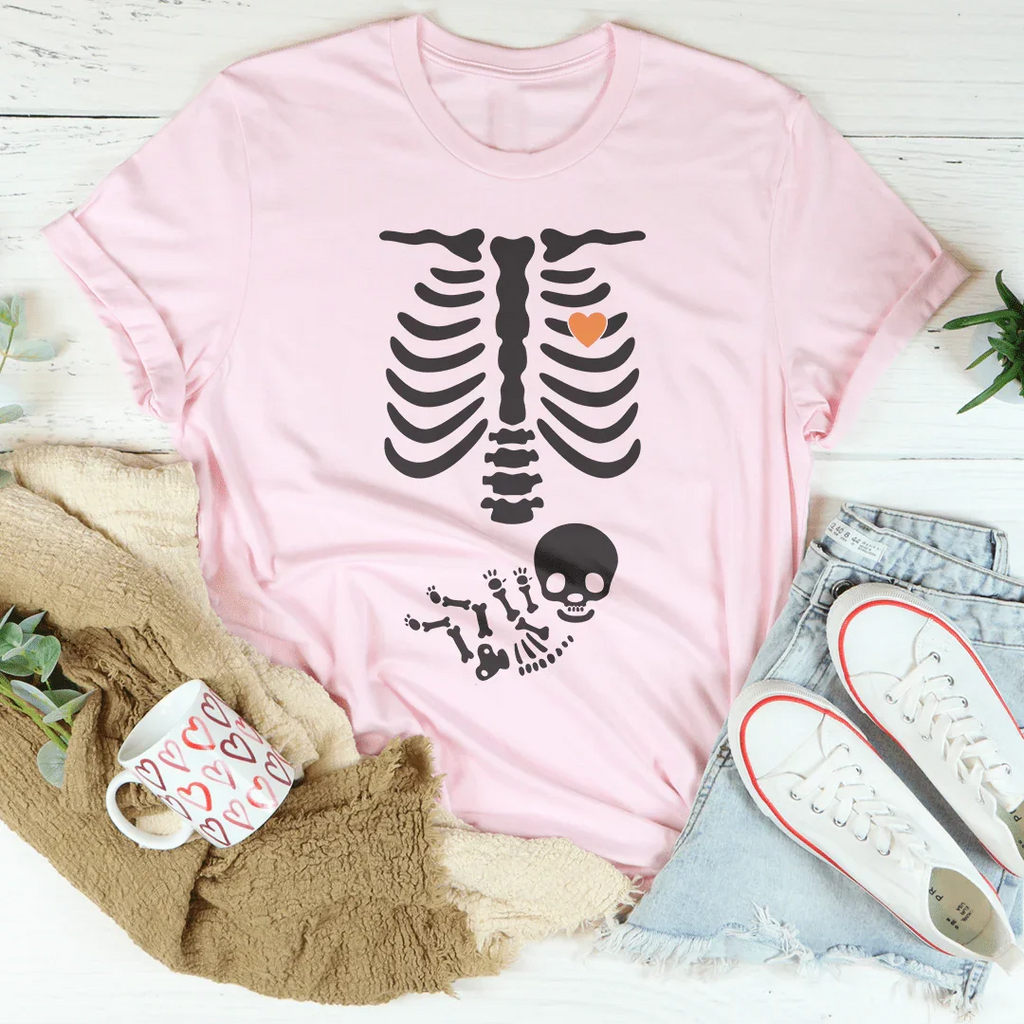 Pregnant Skeleton Baby Boy Tee Peachy Sunday