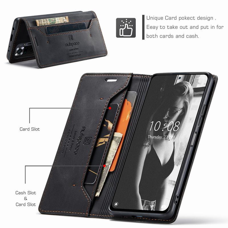 Premium Leather PU Flip Case Magnetic Flip Case Card Slot Silicone Bumper Protective Case For Xiaomi Redmi Note 10 Case Flip Matte Leather Cover For Redmi Note 10 s Por Max 10s Case Luxury Wallet Strong Magnetic Cover Stevvex