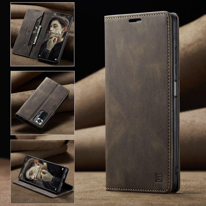 Premium Leather PU Flip Case Magnetic Flip Case Card Slot Silicone Bumper Protective Case For Xiaomi Redmi Note 10 Case Flip Matte Leather Cover For Redmi Note 10 s Por Max 10s Case Luxury Wallet Strong Magnetic Cover Stevvex
