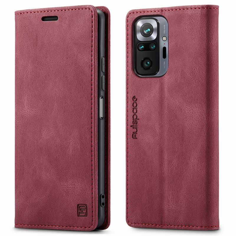 Premium Leather PU Flip Case Magnetic Flip Case Card Slot Silicone Bumper Protective Case For Xiaomi Redmi Note 10 Case Flip Matte Leather Cover For Redmi Note 10 s Por Max 10s Case Luxury Wallet Strong Magnetic Cover Stevvex