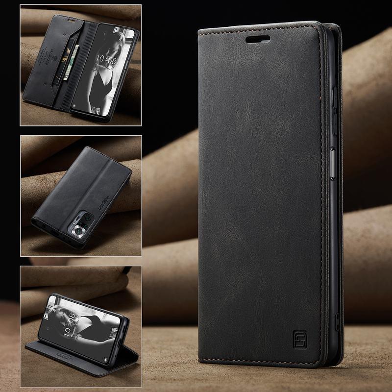 Premium Leather PU Flip Case Magnetic Flip Case Card Slot Silicone Bumper Protective Case For Xiaomi Redmi Note 10 Case Flip Matte Leather Cover For Redmi Note 10 s Por Max 10s Case Luxury Wallet Strong Magnetic Cover Stevvex